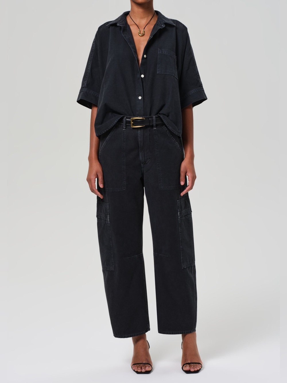 Citizens of Humanity Marcelle Low Slung Barrel Cargo Pants in Washed Black 24